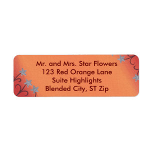 Silver Star Flowers Rood Sinaasappel Adresetikette Etiket