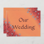 Silver Star Flowers Sinaasappel bruiloft uitnodige Uitnodiging Briefkaart (Voorkant / Achterkant)