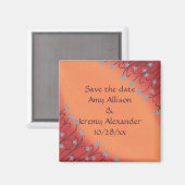 Silver Star Flowers, Sinaasappel Save the date Mag Magneet (Voorkant / Achterkant)