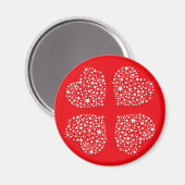 Silver Star-harten op rode achtergrond Magneet (Voorkant / Achterkant)