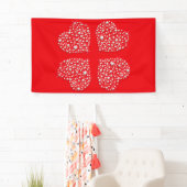 Silver Star-harten op rode achtergrond Spandoek (Insitu)