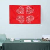 Silver Star-harten op rode achtergrond Spandoek (Beurs)