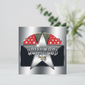 Silver Star Hollywood Typografie Retro Uitnodiging (Staand voorkant)