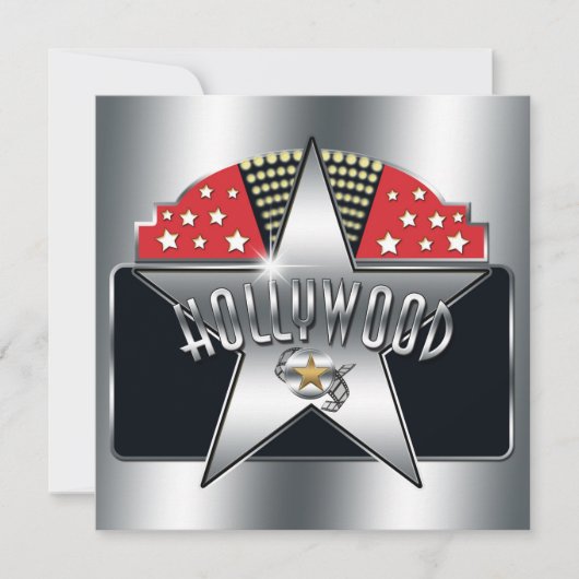 Silver Star Hollywood Typografie Retro Uitnodiging (Voorkant)
