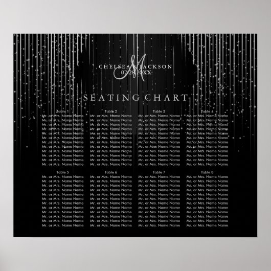 Silver Star Lights en Black - Seating Chart Poster (Voorkant)