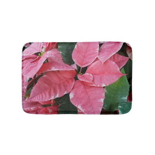 Silver Star Marble Poinsettias Pink Holiday Floral Badmat (Voorkant)