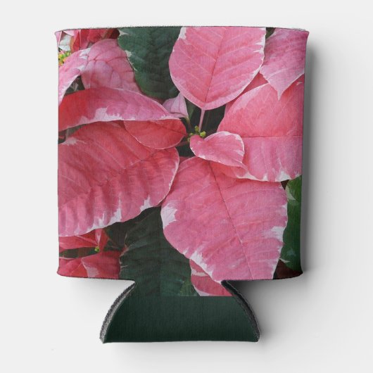 Silver Star Marble Poinsettias Pink Holiday Floral Blikjeskoeler (Voorkant)