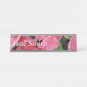 Silver Star Marble Poinsettias Pink Holiday Floral Bureau Naambordje