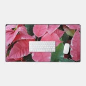 Silver Star Marble Poinsettias Pink Holiday Floral Bureaumat (Keyboard & Muis)