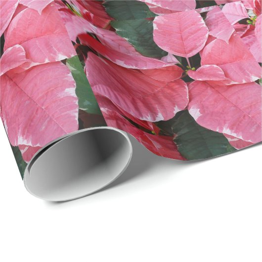 Silver Star Marble Poinsettias Pink Holiday Floral Cadeaupapier (Rol Hoek)