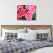 Silver Star Marble Poinsettias Pink Holiday Floral Canvas Afdruk (Insitu (Slaapkamer))