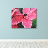Silver Star Marble Poinsettias Pink Holiday Floral Canvas Afdruk (Insitu (Houten vloer))