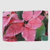Silver Star Marble Poinsettias Pink Holiday Floral Golfhanddoek (Horizontaal)