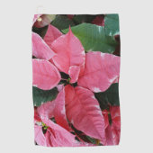 Silver Star Marble Poinsettias Pink Holiday Floral Golfhanddoek (Voorkant)