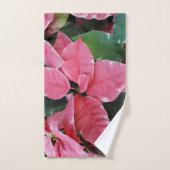 Silver Star Marble Poinsettias Pink Holiday Floral Handdoek (Handdoek)