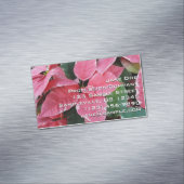 Silver Star Marble Poinsettias Pink Holiday Floral Magnetisch Visitekaartje (Voorbeeld)