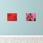 Silver Star Marble Poinsettias Pink Holiday Floral Muurkunst Sets (Houten vloer)