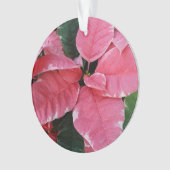 Silver Star Marble Poinsettias Pink Holiday Floral Ornament (voorkant)