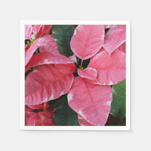 Silver Star Marble Poinsettias Pink Holiday Floral Servet