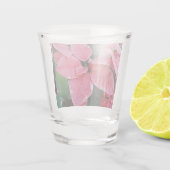 Silver Star Marble Poinsettias Pink Holiday Floral Shot Glas (Achterkant)
