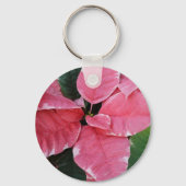 Silver Star Marble Poinsettias Pink Holiday Floral Sleutelhanger (Achterkant)