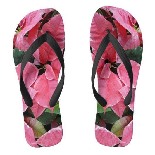 Silver Star Marble Poinsettias Pink Holiday Floral Teenslippers (Voetbed)