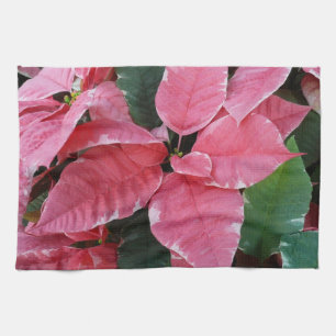 Silver Star Marble Poinsettias Pink Holiday Floral Theedoek