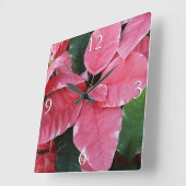 Silver Star Marble Poinsettias Pink Holiday Floral Vierkante Klok (Hoek)