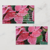Silver Star Marble Poinsettias Pink Holiday Floral Visitekaartje (Voorkant / Achterkant)