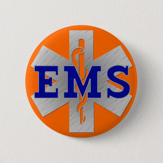 Silver Star met Blue EMS Ronde Button 5,7 Cm (Voorkant)