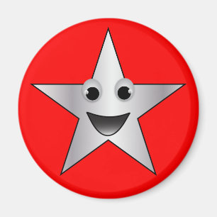 Silver Star met glimlachend gezicht Magneet