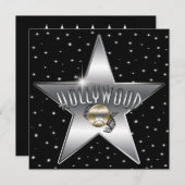 Silver Star Old Retro Hollywood Sparkle Uitnodigin Kaart (Voorkant / Achterkant)