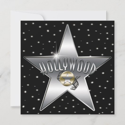 Silver Star Old Retro Hollywood Sparkle Uitnodigin Kaart (Voorkant)