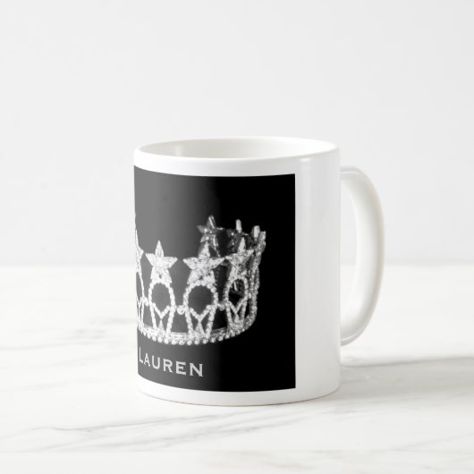 Silver Star Pageant Crown Personalized Name Mok (Voorkant rechts)