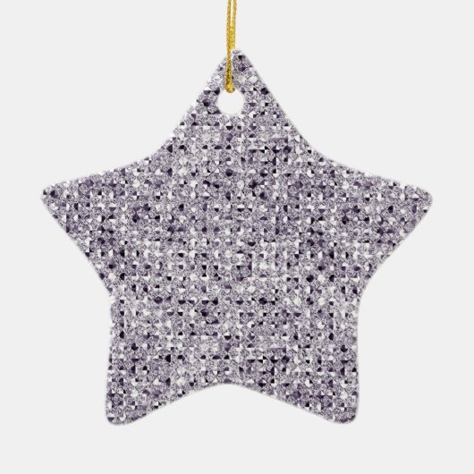 Silver Star Sequin Glitter Effect Keramisch Orname Ornament (Voorkant)