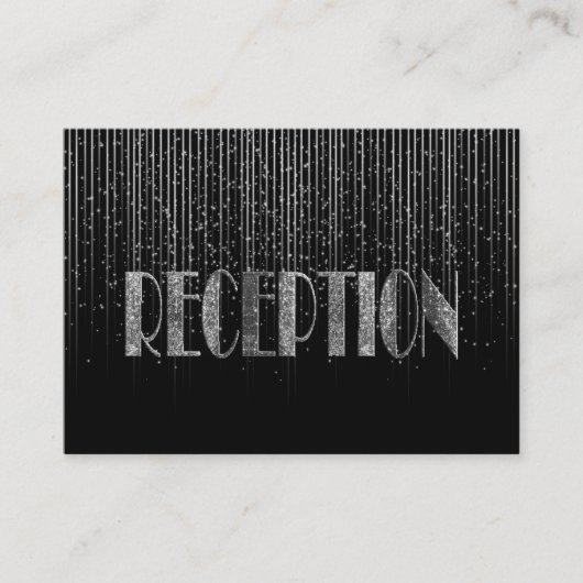 Silver Star Shower en Black Wedding Design Informatiekaartje (Voorkant)