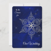 Silver Star Snowflake Winter Sky Wedding Kaart (Voorkant)