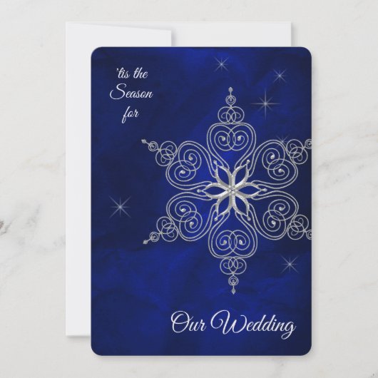 Silver Star Snowflake Winter Sky Wedding Kaart (Voorkant)