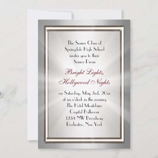 Silver Star Spotlight Prom-uitnodigingen Kaart (Voorkant)