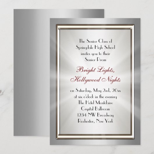 Silver Star Spotlight Prom-uitnodigingen Kaart (Voorkant / Achterkant)