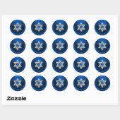 Silver Star van David Envelope Seal Blue Ronde Sticker (Vel)