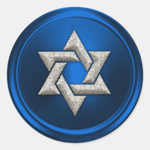 Silver Star van David Envelope Seal Blue Ronde Sticker
