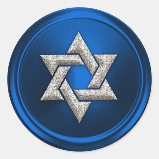 Silver Star van David Envelope Seal Blue Ronde Sticker (Voorkant)