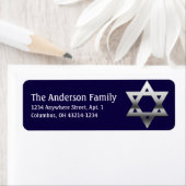 Silver Star van David Hanukkah Adresetiketten d1 Etiket (Insitu)