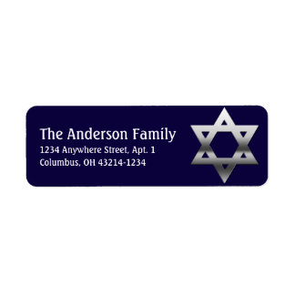 Silver Star van David Hanukkah Adresetiketten d1 Etiket