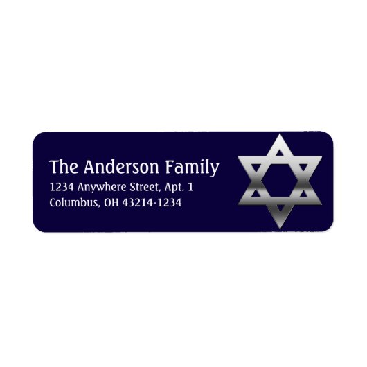 Silver Star van David Hanukkah Adresetiketten d1 Etiket (Voorkant)