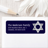 Silver Star van David Hanukkah Adresetiketten d2 Etiket (Insitu)