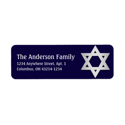 Silver Star van David Hanukkah Adresetiketten d2 Etiket (Voorkant)