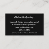 Silver Star van David Jewish Visitekaartjes (Achterkant)