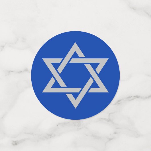 Silver Star van David op Blue Confetti (Kleine voorkant)